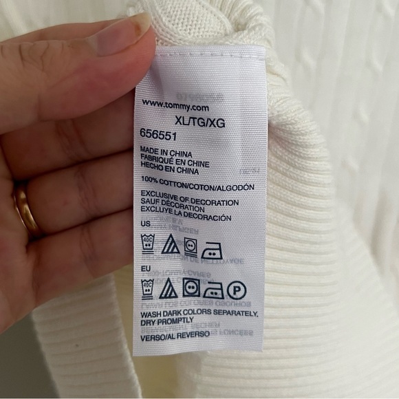 Vintage Y2K Tommy Hilfiger Cable Knit V-Neck Sweater - Prep Coastal Old Money - Picture 9 of 12